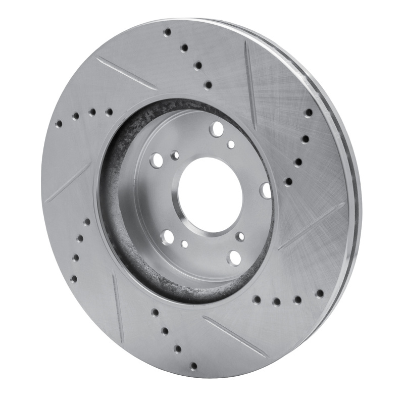 Honda Civic Brake Rotor (1) - Front Left - R1 Concepts - Drilled & Slotted - Silver - `13-`25